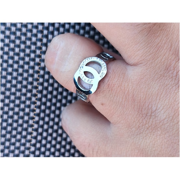 Bague double cercle argenté