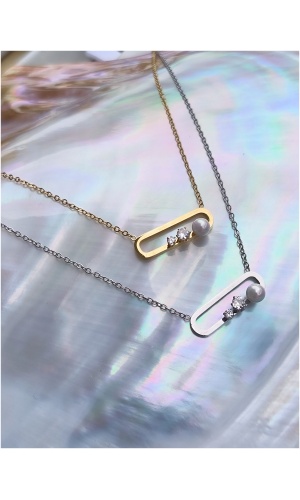 Collier cylindre perle