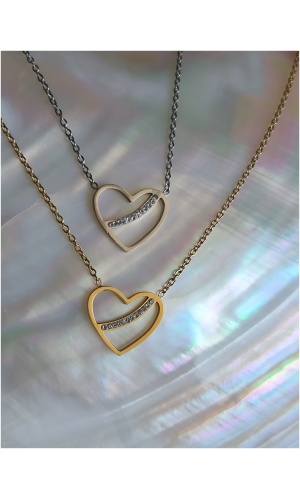 Collier coeur trait diam's