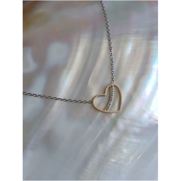 Collier coeur trait diam's