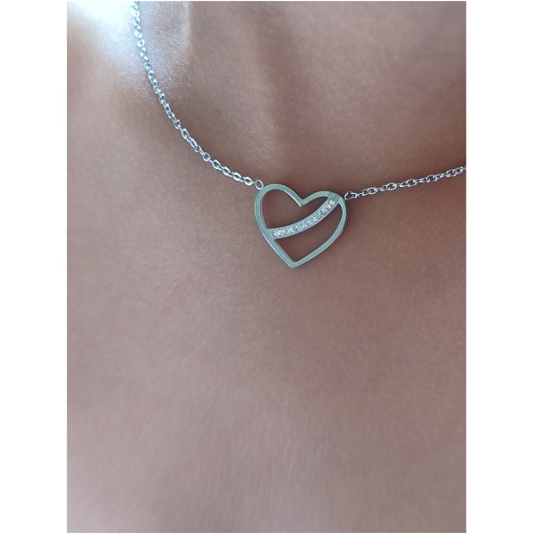 Collier coeur trait diam's