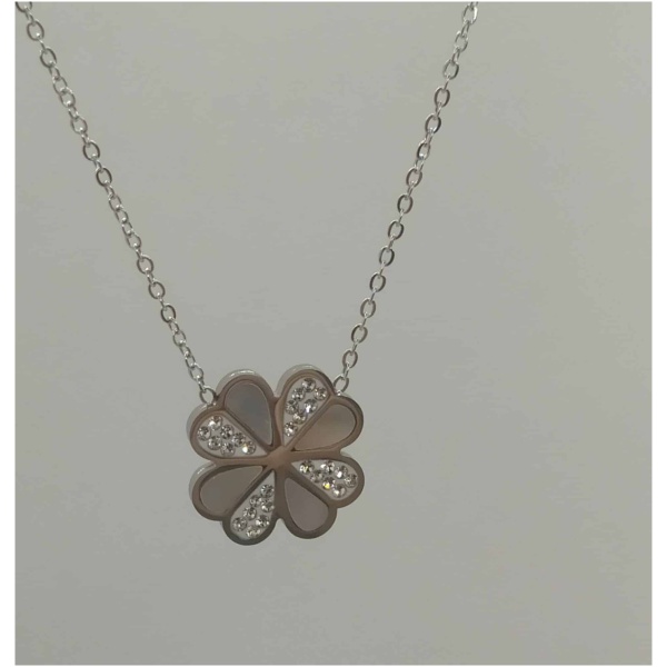 Collier trèfle nacré diams