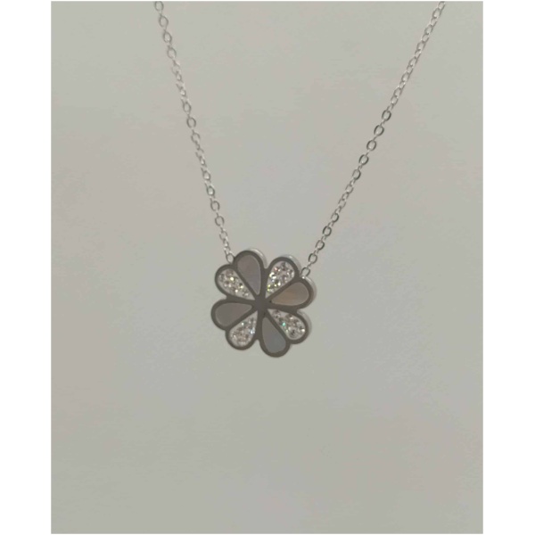 Collier trèfle nacré diams