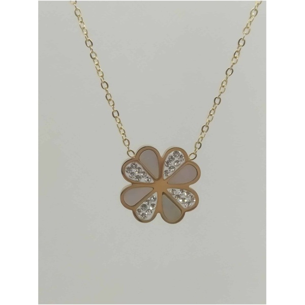 Collier trèfle nacré diams