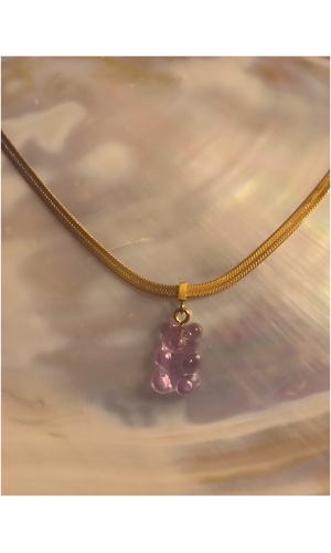 Collier chaine plate nounours