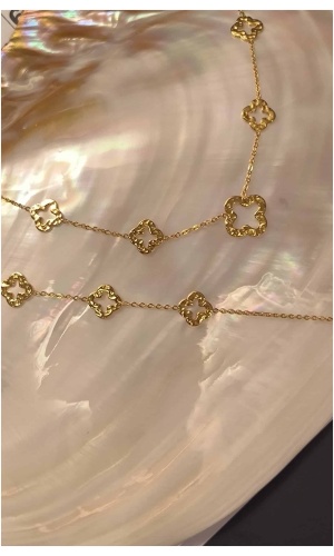 Parure trefle martelé