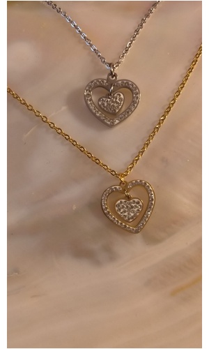 Collier coeur avec petit coeur