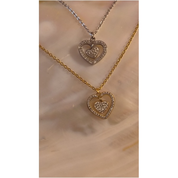 Collier coeur avec petit coeur