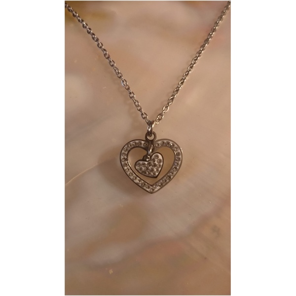 Collier coeur avec petit coeur