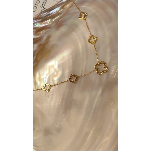 Collier trèfle martelé