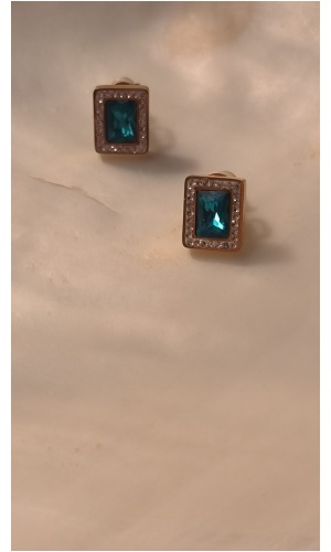 Boucle d’oreille rectangulaire turquoise