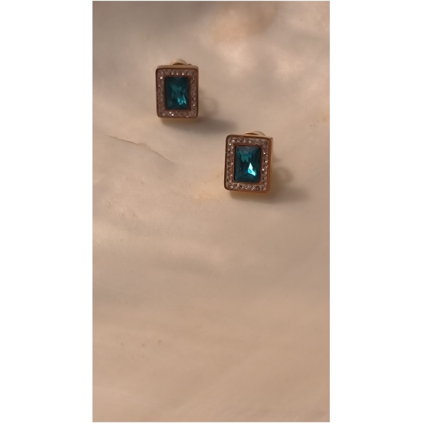 Boucle d’oreille rectangulaire turquoise
