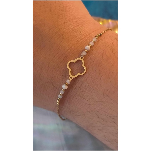 Bracelet trèfle perlé