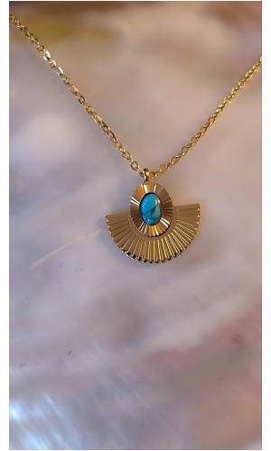 Collier lune turquoise