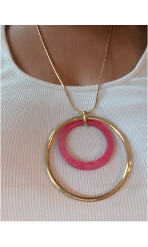 Sautoir cercle rose