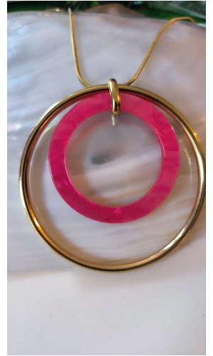 Sautoir cercle rose