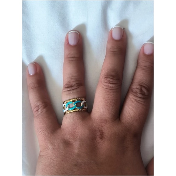 Bague multi chaîne bleu