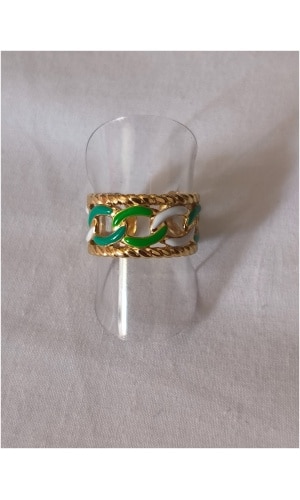 Bague multi chaîne verte