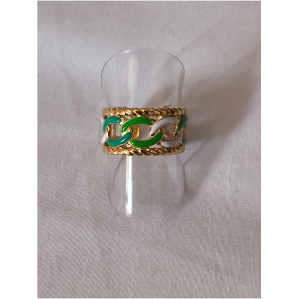 Bague multi chaîne verte