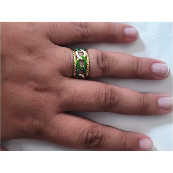 Bague multi chaîne verte