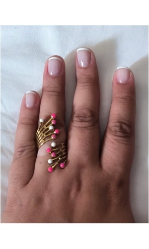 Bague multi pepite rose