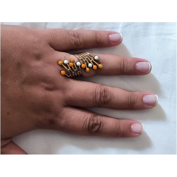 Bague multi pepite orange