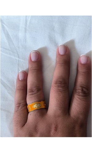 Bague main oeil orange