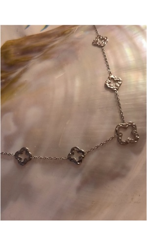 Collier trèfle martelé Argent