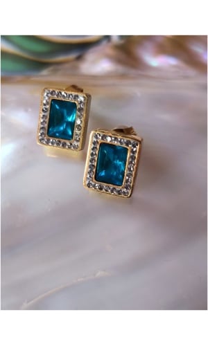 Boucle d’oreille rectangulaire turquoise