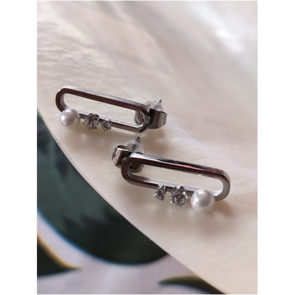 Boucle d'oreille cylindre perle