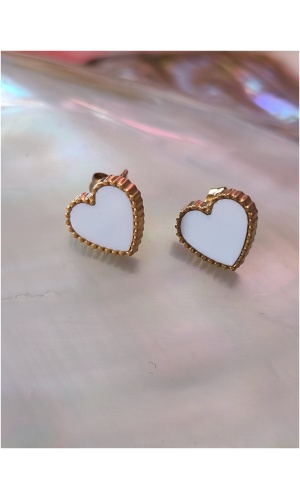 Boucle d oreille coeur blanc