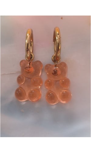 Boucle d'oreille nounours orange