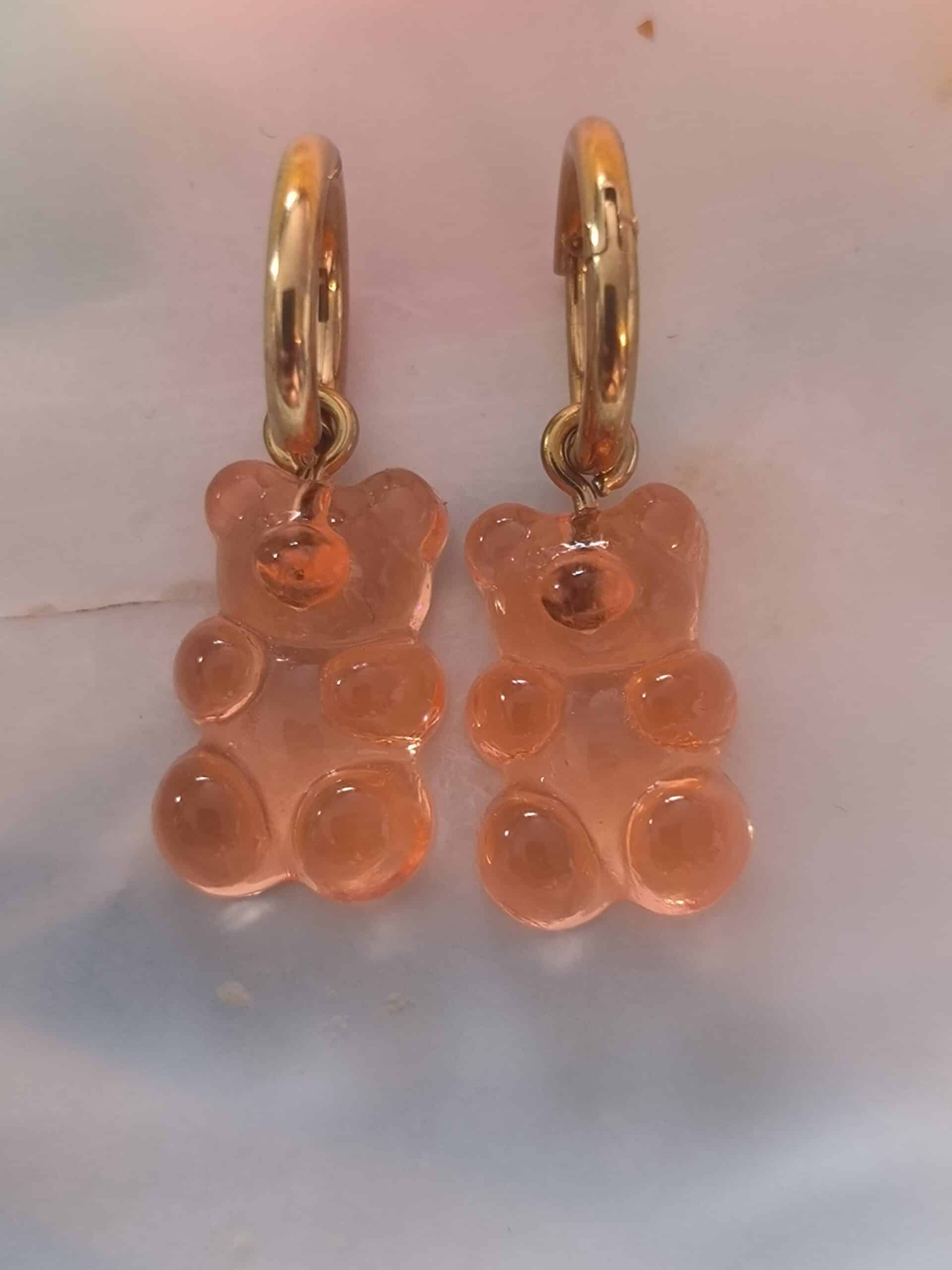 Boucle d'oreille nounours orange Boucle d'oreille nounours orange