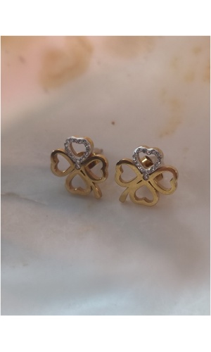 Boucle d'oreille trèfle une petale diam's