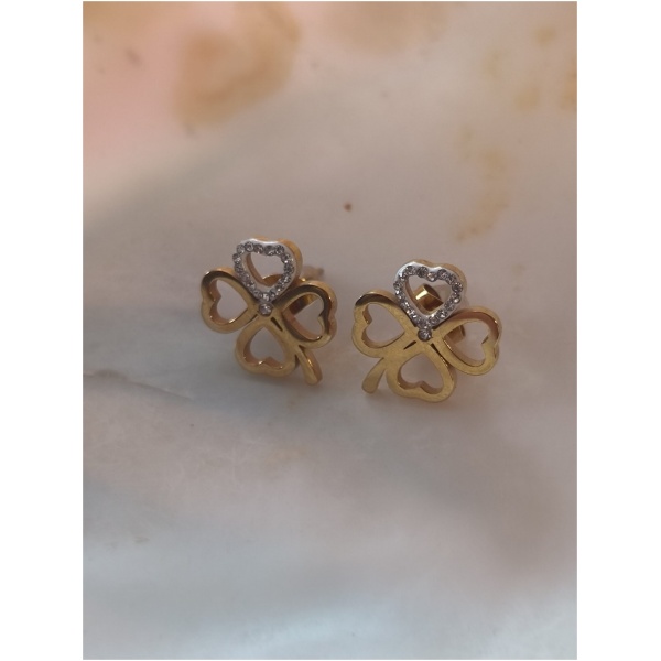 Boucle d'oreille trèfle une petale diam's