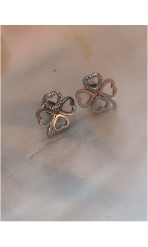 Boucle d'oreille trèfle une petale diam's