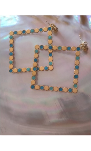 Boucle d'oreille losange bleu