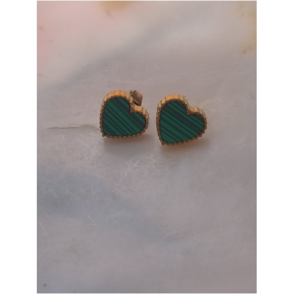 Boucle d'oreille coeur vert