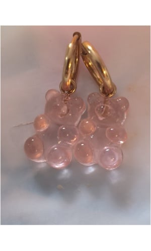 Boucle d'oreille nounours rose