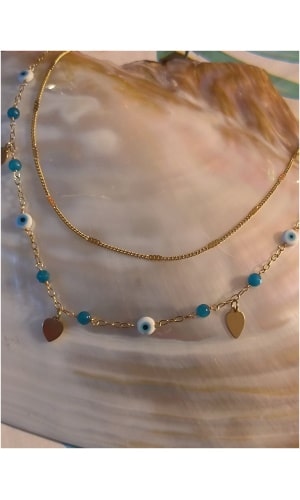 Collier double chaine multi oeil