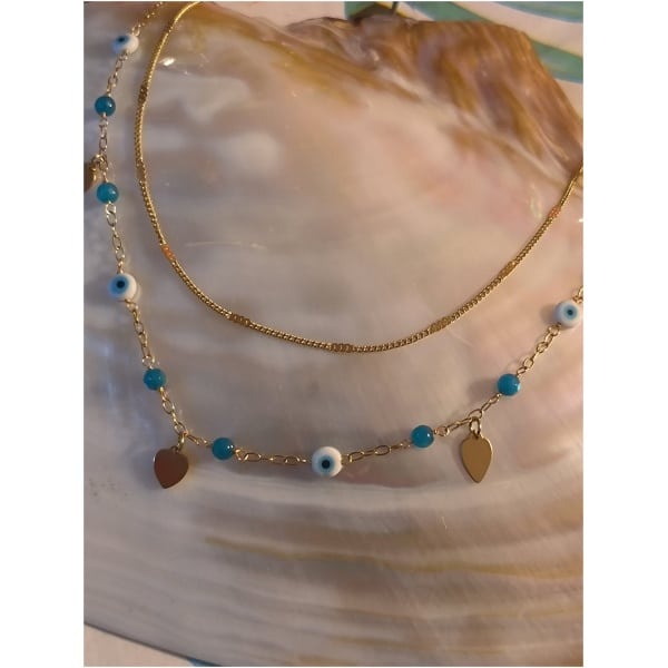 Collier double chaine multi oeil