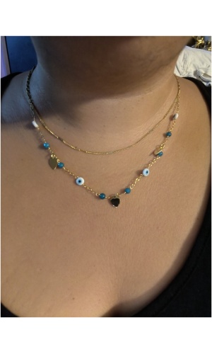 Collier double chaine multi oeil
