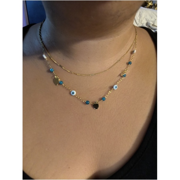 Collier double chaine multi oeil