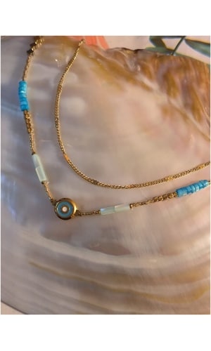 Collier double chaine oeil