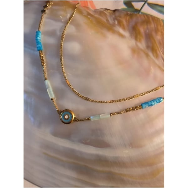 Collier double chaine oeil
