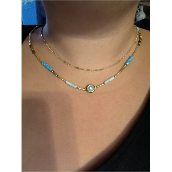 Collier double chaine oeil