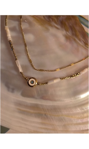 Collier double chaine oeil