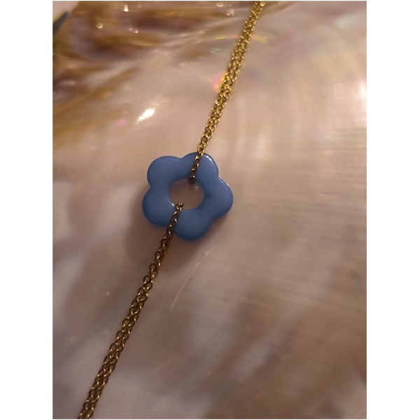 Bracelet fleur bleu