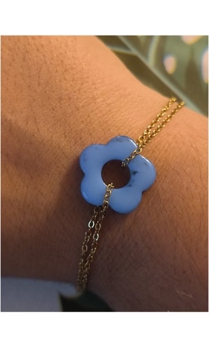 Bracelet fleur bleu
