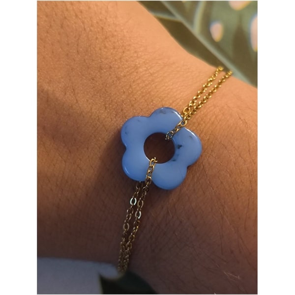 Bracelet fleur bleu
